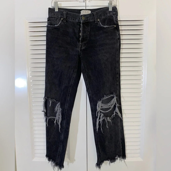 Free people We the free Cropped Distressed Button Fly Denim jeans - Picture 2 of 8